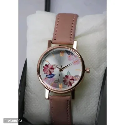 Stylish Pink Synthetic Leather Analog Watch For Women-thumb0