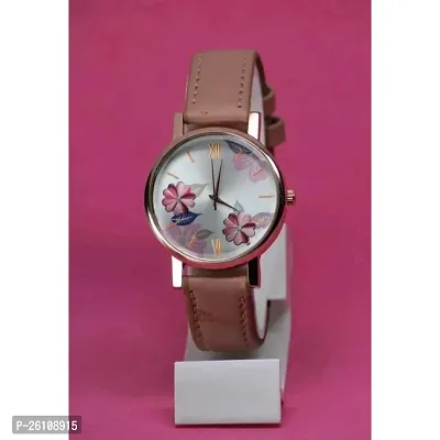 Stylish Pink Synthetic Leather Analog Watch For Women