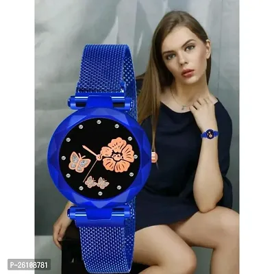 Stylish Blue Synthetic Leather Analog Watch For Women-thumb0