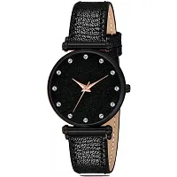 Stylish Black Synthetic Leather Analog Watch For Women-thumb1