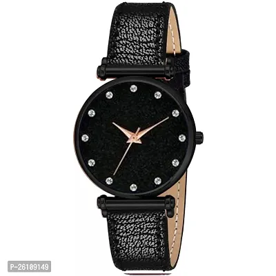 Stylish Black Synthetic Leather Analog Watch For Women-thumb2