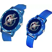 Medboo Blue Avenger Dial PU Strep Couple Men And Women Watch-thumb1