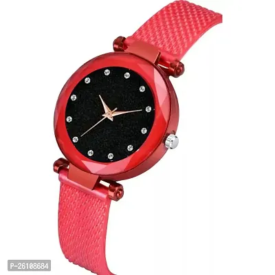 Stylish Red Synthetic Leather Analog Watch For Women-thumb3