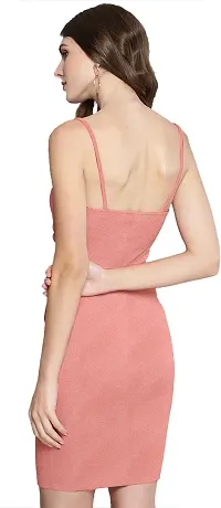 Stylish Peach Polyester  Bodycon Dress For Women-thumb2