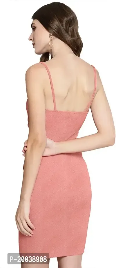 Stylish Peach Polyester  Bodycon Dress For Women-thumb3