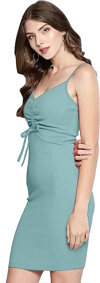Stylish Green Polyester  Bodycon Dress For Women-thumb1
