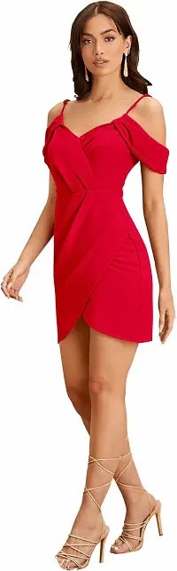 Stylish Red Polyester  Bodycon Dress For Women-thumb1