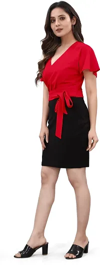 Stylish Red Polyester  Bodycon Dress For Women-thumb3