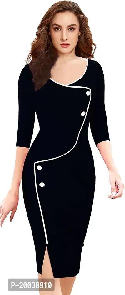 Stylish Black Polyester  Bodycon Dress For Women