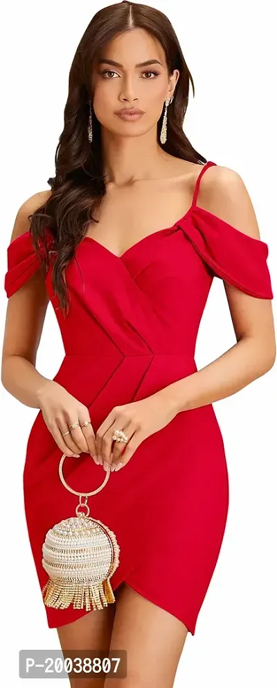 Stylish Red Polyester  Bodycon Dress For Women-thumb0