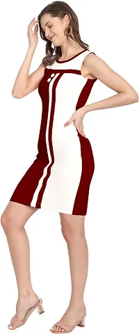 Stylish Maroon Polyester  Bodycon Dress For Women-thumb2