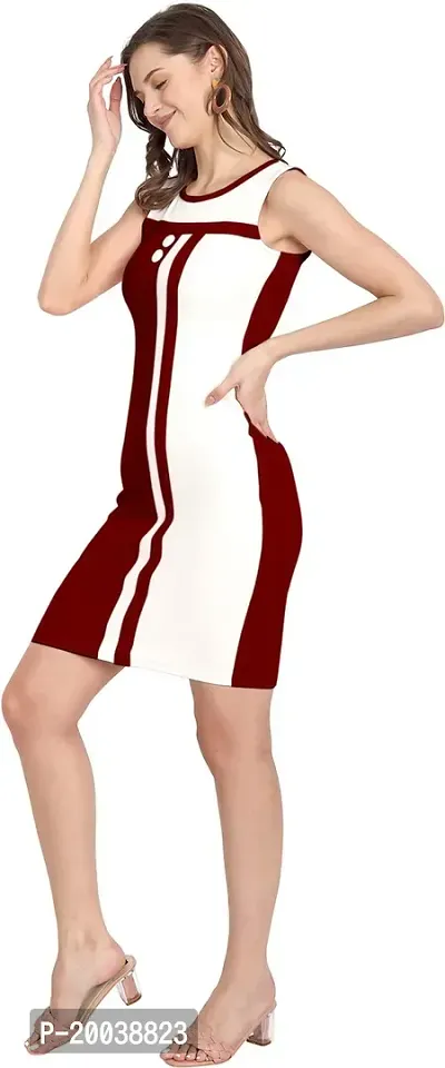 Stylish Maroon Polyester  Bodycon Dress For Women-thumb3