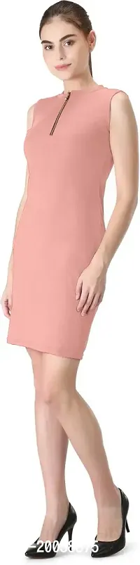 Stylish Peach Polyester  Bodycon Dress For Women-thumb2