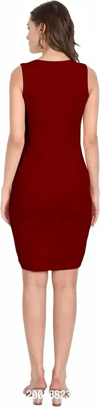 Stylish Maroon Polyester  Bodycon Dress For Women-thumb4