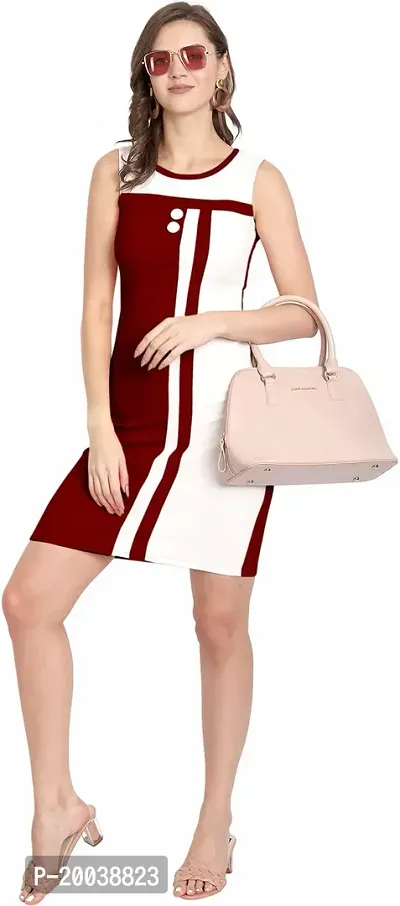 Stylish Maroon Polyester  Bodycon Dress For Women-thumb0