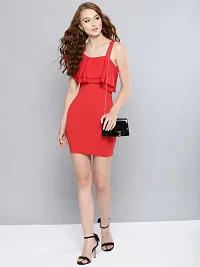 Stylish Red Polyester  Bodycon Dress For Women-thumb1