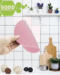 Baskety Silicone Trivet Mat - Hot Pot Holder Hot Pads for Table & Counter-top - Trivet for Hot Dishes - Non-Slip & Heat Resistant Modern Kitchen Hot Pads for Pots & Pans (Pink, Pack of 5)-thumb2