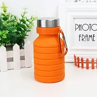 Baskety Collapsible Water Bottle, Reusable BPA Free Silicone Foldable Water Bottles for Travel Gym Camping Hiking, Portable Leak Proof Sports Water Bottle with Carabiner, 550ml (Orange, Pack of 1)-thumb3