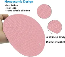 Baskety Silicone Trivet Mat - Hot Pot Holder Hot Pads for Table & Counter-top - Trivet for Hot Dishes - Non-Slip & Heat Resistant Modern Kitchen Hot Pads for Pots & Pans (Pink, Pack of 5)-thumb1