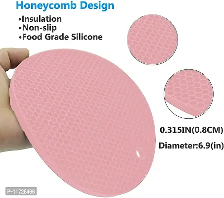 Baskety Silicone Trivet Mat - Hot Pot Holder Hot Pads for Table & Counter-top - Trivet for Hot Dishes - Non-Slip & Heat Resistant Modern Kitchen Hot Pads for Pots & Pans (Pink, Pack of 5)-thumb2