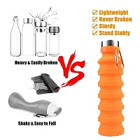 Ramkuwar Collapsible Water Bottle, Reuseable BPA Free Silicone Foldable Water Bottles for Travel Gym Camping Hiking, Portable Leak Proof Sports Water Bottle with Carabiner-thumb3