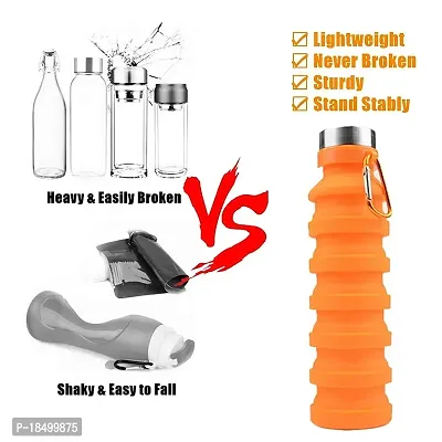 Ramkuwar Collapsible Water Bottle, Reuseable BPA Free Silicone Foldable Water Bottles for Travel Gym Camping Hiking, Portable Leak Proof Sports Water Bottle with Carabiner-thumb4