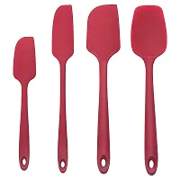 Baskety Spatula Silicone Spatula Set Spatulas Silicone Heat Resistant 500?F Rubber Spatula Seamless One Piece Non-Stick 4-Piece for Cooking Baking Mixing.|SPATULA-4A| (RED)-thumb1