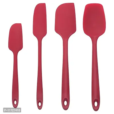 Baskety Spatula Silicone Spatula Set Spatulas Silicone Heat Resistant 500?F Rubber Spatula Seamless One Piece Non-Stick 4-Piece for Cooking Baking Mixing.|SPATULA-4A| (RED)-thumb2