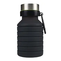 Baskety Collapsible Water Bottle, Reusable BPA Free Silicone Foldable Water Bottles for Travel Gym Camping Hiking, Portable Leak Proof Sports Water Bottle with Carabiner, 550ml (Black, Pack of 1)-thumb3