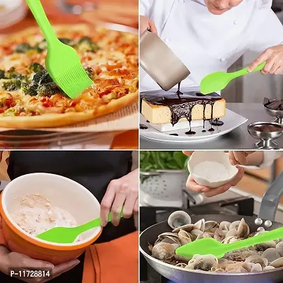 Ramkuwar 5 Piece Silicone Baking Utensils Set – Spatula, Whisk, Brush, Spoon, Scraper Baking Utensil Tool Set Ideal for Mixing, Baking & Cooking Silicone Kitchen Utensils (5-Piece) (Green)-thumb2