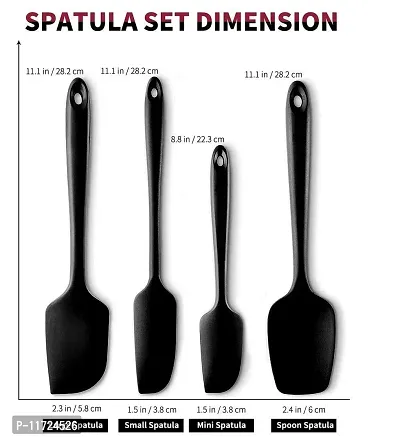 Baskety Stainless Steel Kitchen Utensil Set - 4 Piece Silicone Cooking Utensils with Large & Small Spatulas, Serving Spoon & Turner Flipper Spatula - Spatula Set(4A)-thumb3