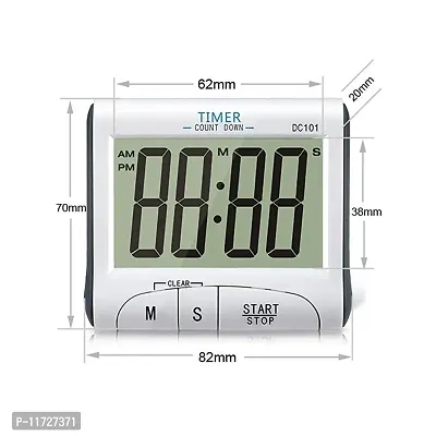 Ramkuwar Digital Kitchen Timer & Stopwatch, Large Digits, Loud Alarm, Magnetic Stand (White)-thumb3