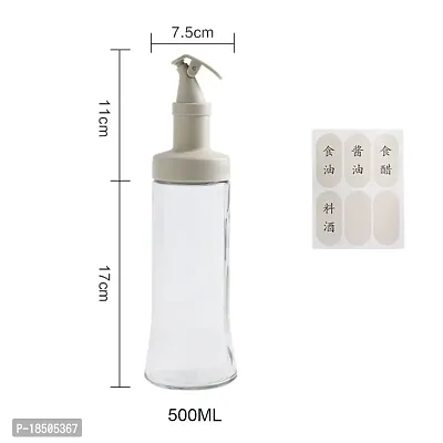 Baskety Vinegar and Olive Oil Leakproof Bottle Dispenser 500 ml High Temperature Resistant Clear Glass for Kitchen with Airtight Opening and Closing Spout 2pcs(White)-thumb2