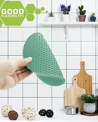 Baskety Silicone Trivet Mat - Hot Pot Holder Hot Pads for Table & Counter-top - Trivet for Hot Dishes - Non-Slip & Heat Resistant Modern Kitchen Hot Pads for Pots & Pans (Green, Pack of 5)-thumb2