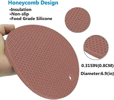 Baskety Silicone Trivet Mat - Hot Pot Holder Hot Pads for Table & Counter-top - Trivet for Hot Dishes - Non-Slip & Heat Resistant Modern Kitchen Hot Pads for Pots & Pans (Brown, Pack of 2)-thumb1