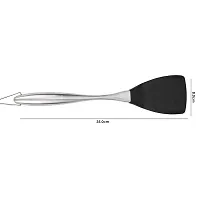 Baskety Silicone Turner Spatula Set Non-Stick Rubber Serving Turner Solid Spatula with Stainless Steel Handle Cooking Utensils for Nonstick Cookware Mix Pack of 2-thumb1