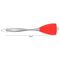 Baskety Silicone Turner Spatula Set Non-Stick Rubber Serving Turner Solid Spatula with Stainless Steel Handle Cooking Utensils for Nonstick Cookware Red Pack of 2-thumb1