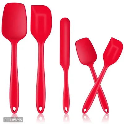 Baskety Silicone Spatula Set, 5 PCS Heat Resistant Rubber Spatulas Utensils for Nonstick Cookware Baking Cooking Mixing, Seamless & Flexible, Dishwasher Safe Red-thumb0