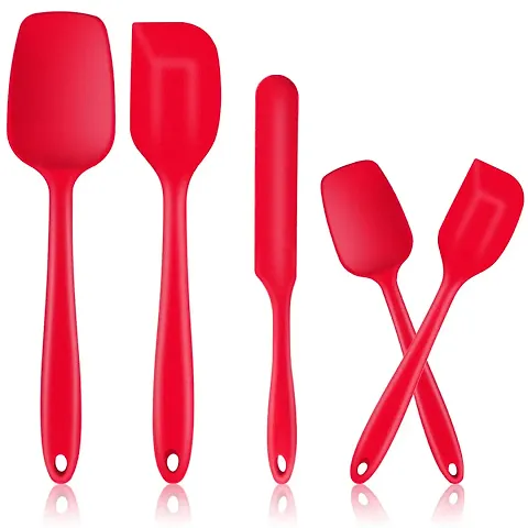 Baskety Silicone Spatula Set, 5 PCS Heat Resistant Rubber Spatulas Utensils for Nonstick Cookware Baking Cooking Mixing, Seamless & Flexible, Dishwasher Safe