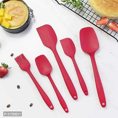 Ramkuwar with device of R Silicone Spatulas Set 446 Degree F Heat-Resistant Rubber Baking Spoons/Brush Seamless One-Piece Design Nonstick Dishwasher Safe Kitchen Utensil Set (Red) 5 Pieces-thumb5