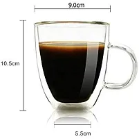 Ramkuwar with device of R Double Dishwasher and Microwave Safe Wall Insulated Glass Cup Heat-Resistant Coffee Mug (350 ml Each)-thumb1