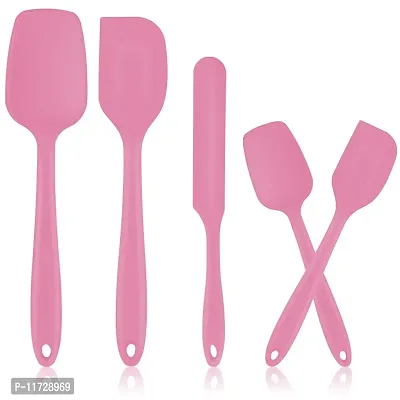 Baskety Silicone Spatula Set, 5 PCS Heat Resistant Rubber Spatulas Utensils for Nonstick Cookware Baking Cooking Mixing, Seamless & Flexible, Dishwasher Safe Pink