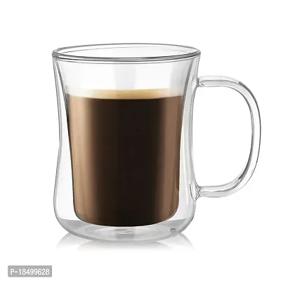 Ramkuwar Double Walled Glass Mugs Borosilicate Glass Cups for Tea Coffee Latte Cappuccino Espresso Beer 220ml