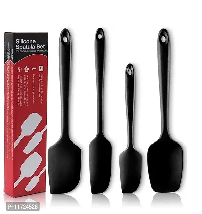 Baskety Stainless Steel Kitchen Utensil Set - 4 Piece Silicone Cooking Utensils with Large & Small Spatulas, Serving Spoon & Turner Flipper Spatula - Spatula Set(4A)