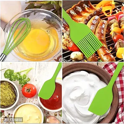 Ramkuwar 5 Piece Silicone Baking Utensils Set – Spatula, Whisk, Brush, Spoon, Scraper Baking Utensil Tool Set Ideal for Mixing, Baking & Cooking Silicone Kitchen Utensils (5-Piece) (Green)-thumb4