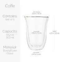 Baskety Double Walled Insulated Latte Cups Set - 270ml Glass Coffee Mugs for Latte, Cappucino, Tea, Milk, Juice, Ice Cream (Pack of 1)-thumb1