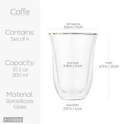 Baskety Double Walled Insulated Latte Cups Set - 270ml Glass Coffee Mugs for Latte, Cappucino, Tea, Milk, Juice, Ice Cream (Pack of 1)-thumb2