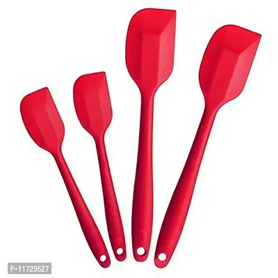 Baskety Silicone Spatula Scraper Set of 4-with Internal Stainless Steel Core for Reinforcement- 446?F/230?C Heat-Resistant Spatula Scraper- Seamless Design Red