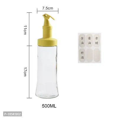 Ramkuwar 500ml Lead-Free Glass Dispenser Bottle Dispenser For Oil Vinegar Olive Oil BBQ Salad Baking Roasting Frying Cruet Pour Spout Wide Opening for Easy Refill and Cleaning (2)_Yellow-thumb2