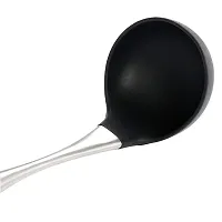 Baskety Silicone Soup Ladle High Temperature Resistant to 480°F Sanitary Design Non-Stick Pan(Silicone Soup Ladle Handle Stainless Steel) Black Pack of 1-thumb4